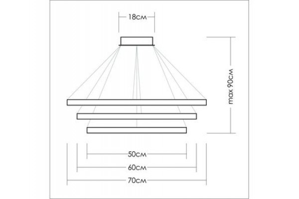 Cветильник с тремя кольцами 30/40/50 и 50/60/70 см